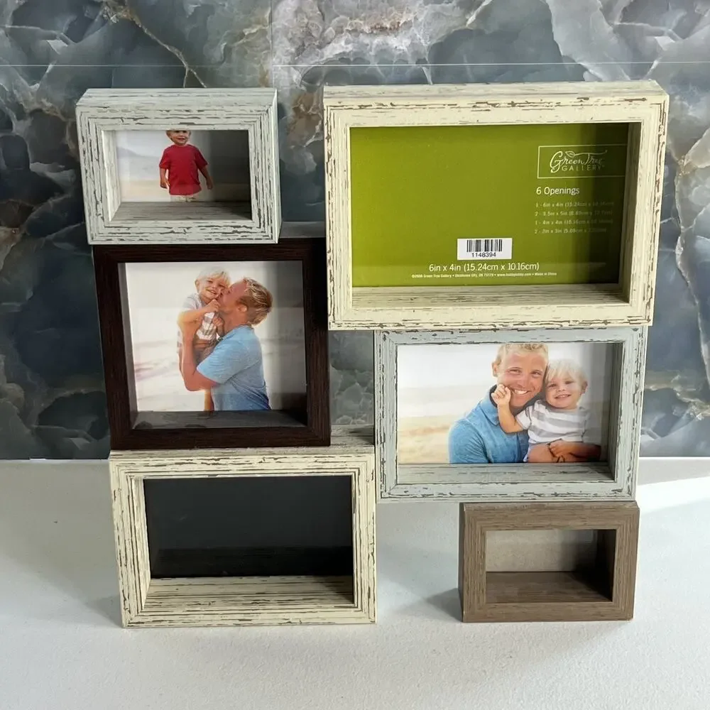 Green Tree Gallery Photo Frame Set 6 Openings Distressed Rustic